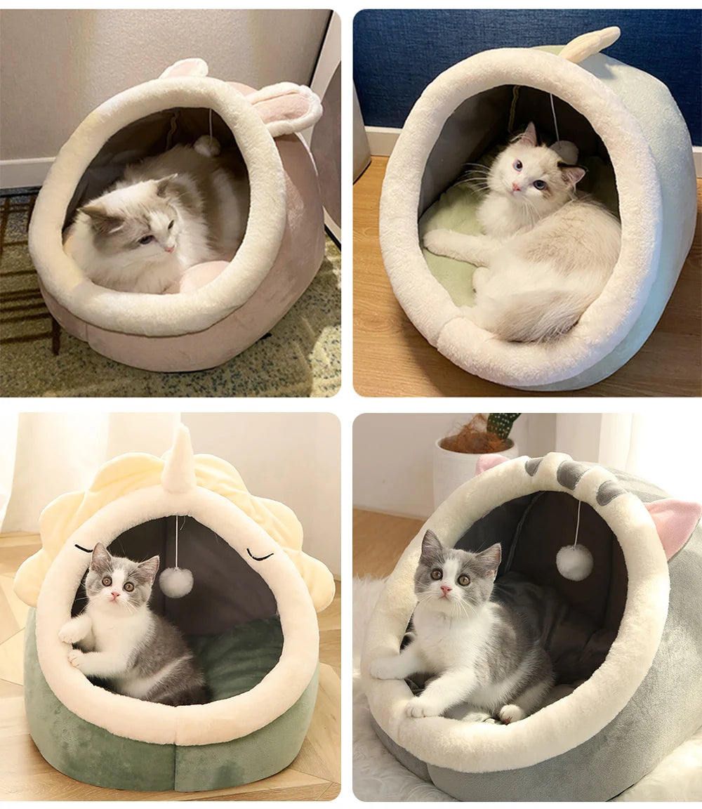 Lit grotte pliable et lavable pour chat et petit chien — sac de couchage cave