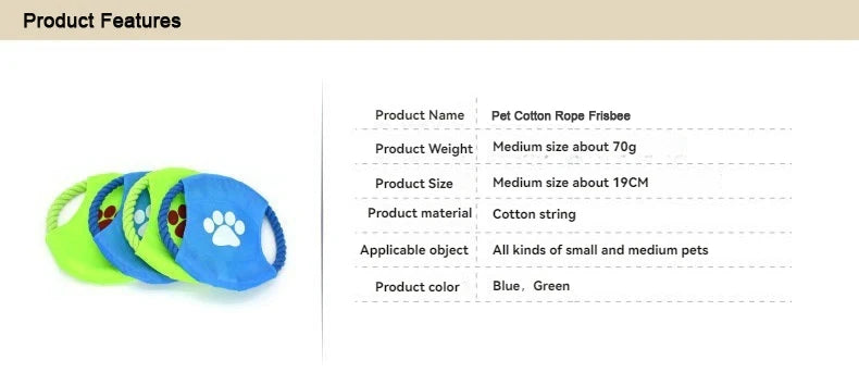 Durable Interactive Pet Dog Toy with Cotton Rope Outdoor Throwing Bite Resistant Fun Playtime Accessory for Dogs