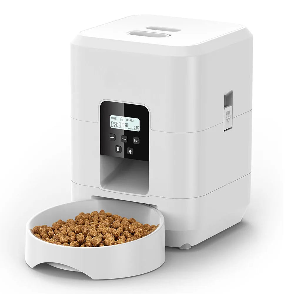 Distributeur intelligent automatique pour chats et chiens avec mangeoire lente et bol