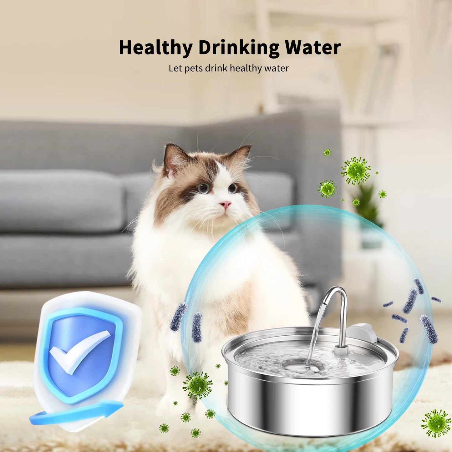 Fontaine à eau automatique en acier inoxydable pour chat et chien – Distributeur intelligent
