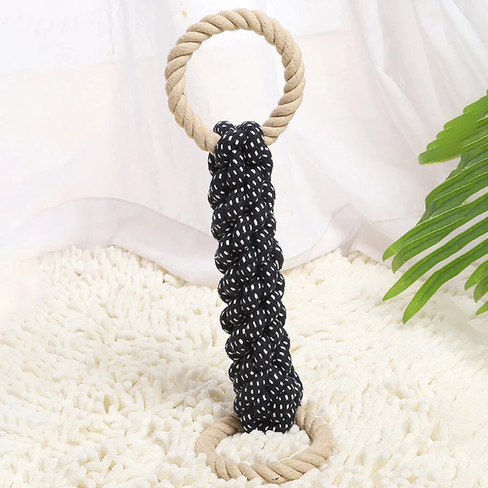 Double-Ring Cotton Blend Dog Rope Toy - Durable, Bite-Resistant & Interactive for Tug Play, Fit Medium to Large Dog Breeds