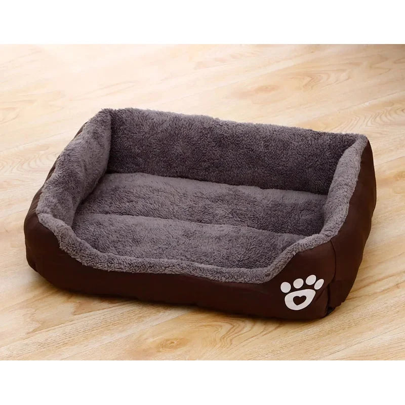 Long Plush Calming Dog Bed Large Pet House - Deep Sleeping Warm Soft Cushion, Non-Slip Bottom for Puppy Chihuahua & Cats