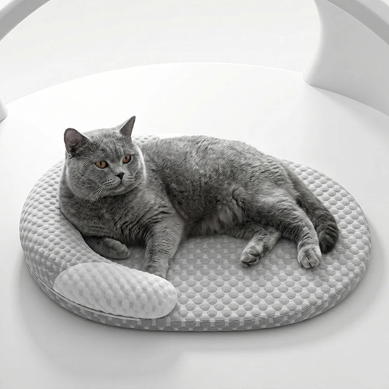 Lit nid ovale rafraîchissant en soie de glace pour petits, moyens et grands chiens et chats