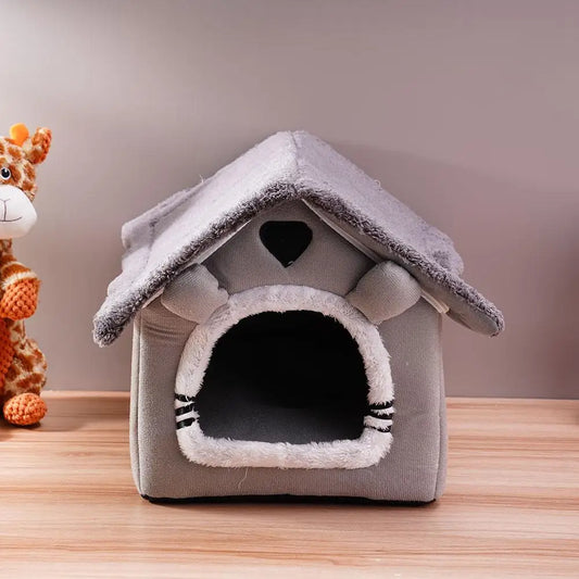 Lit maison grotte chaud pour chat et chien — sac de couchage tente cosy coussin hiver intérieur