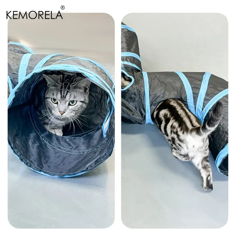 Cat Tunnel Foldable Kitty Tunnel Pet Supplies T Cross Pass Play Tunnel Cat Toy Breathable Drill Barrel for Indoor Loud Paper