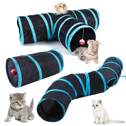 Tunnel pliable en S/Y pour chat d'intérieur – Respirant, tonneau à explorer, papier bruyant