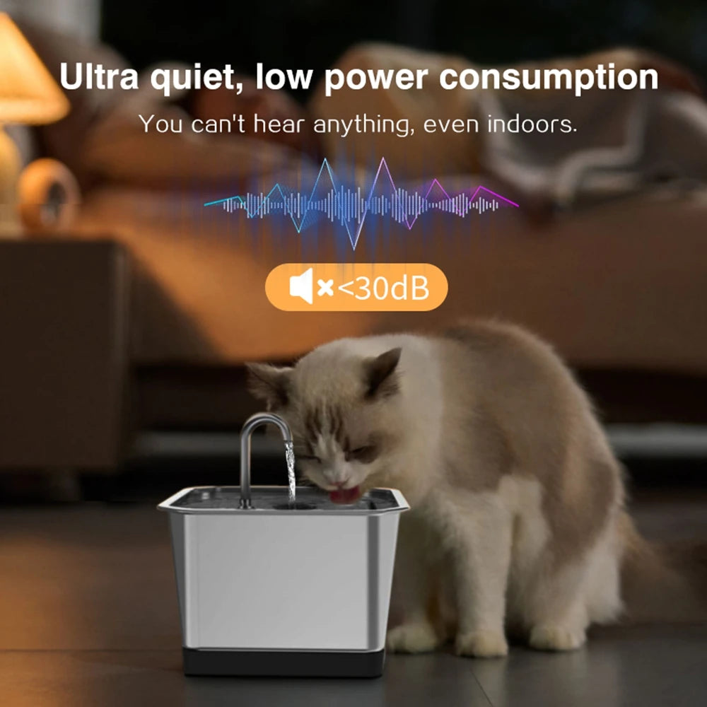 Stainless Steel Cat Water Fountain, 134oz/4L Automatic Pet Water Fountain With Ultra-Quiet Pump for Cats Dogs, Multiple Pets