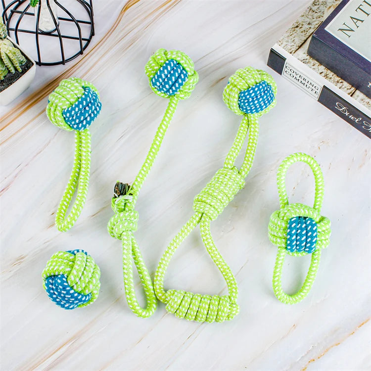 Dog Toy Rope Ball Toy for Dogs Training Toy for Dogs Teeth Cleaning Tug Toy Interactive Knot Rope Resistant To Biting Molars