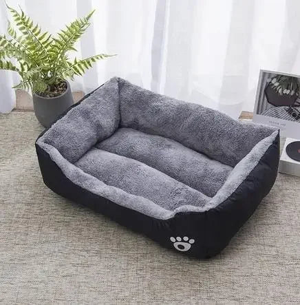 Long Plush Calming Dog Bed Large Pet House - Deep Sleeping Warm Soft Cushion, Non-Slip Bottom for Puppy Chihuahua & Cats