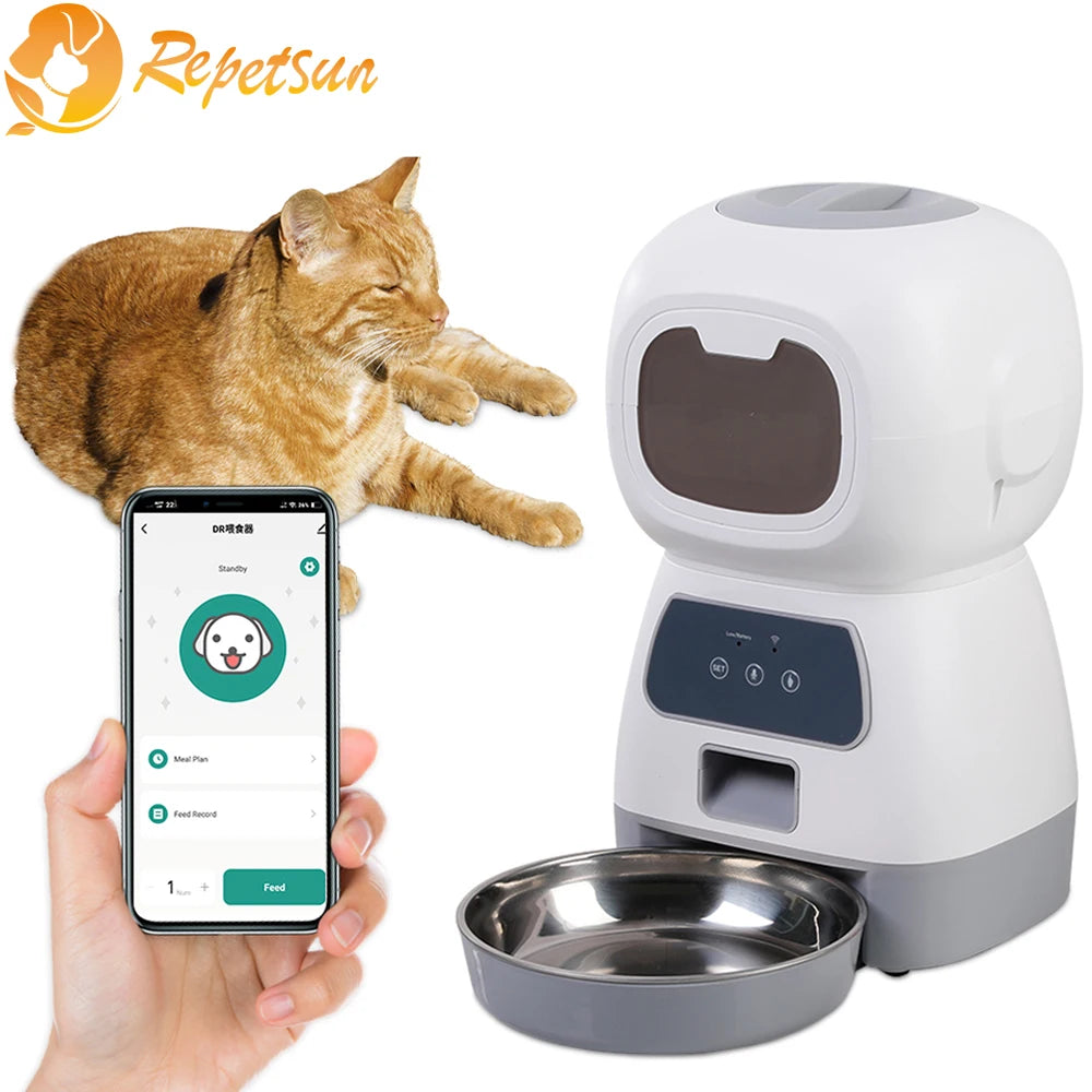 Distributeur automatique de nourriture 3,5L WiFi avec enregistreur vocal pour chats et chiens