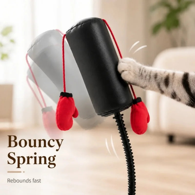 Interactive Cat Speed Bag Toy with Spring Gooseneck Self-Play Boxing Toy Relieves Boredom Exercise Training Gift for Kittens