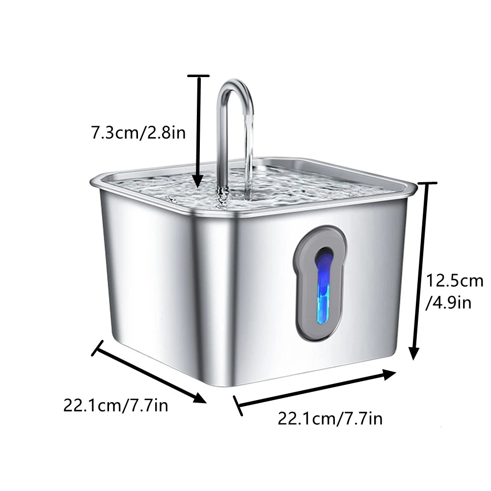 Stainless Steel Cat Water Fountain, 134oz/4L Automatic Pet Water Fountain With Ultra-Quiet Pump for Cats Dogs, Multiple Pets