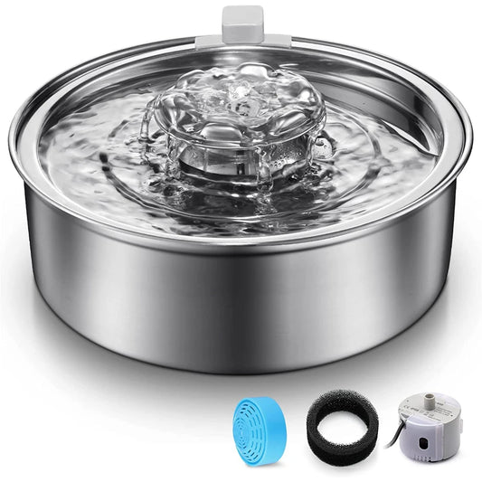 Cat Water Fountain 304 Stainless Steel 2.0L Automatic Circulating Pet Water Fountain Ultra-Quiet Pump with LED Light Cat Fountain