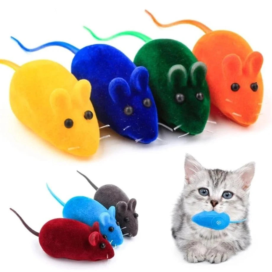 Interactive Cat Mouse Toy with Squeaky Sound, Simulation Rat Toy for Kittens Cats Pet Play Color Random