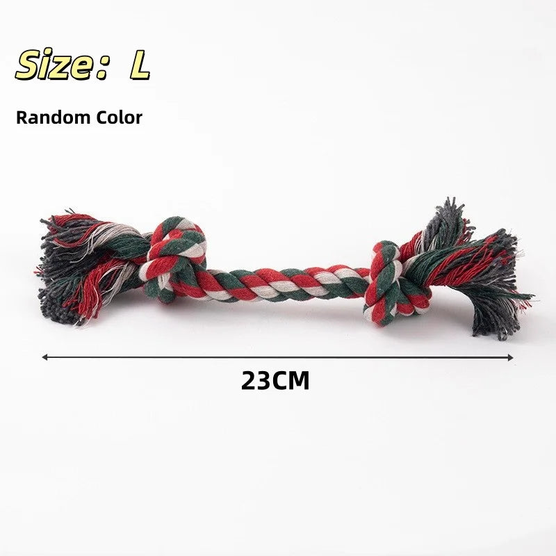 Random Color Pet Dog Toy Bite Rope Double Knot Cotton Rope Funny Cat Toy Bite Resistant and Sharp Teeth Pet Supplies Puppy Toys