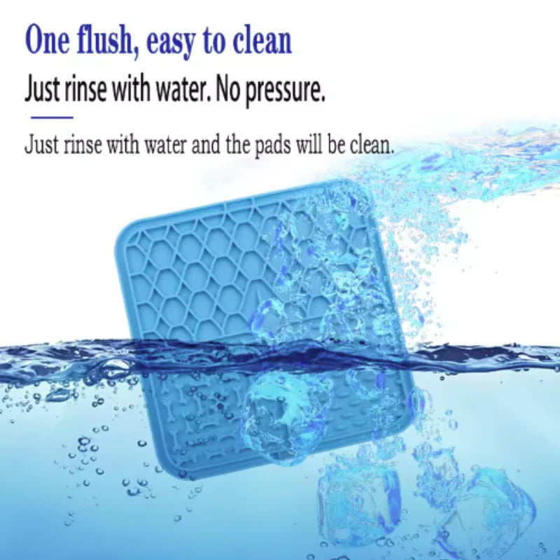 Tapis à lécher en silicone pour chien – Alimentation lente, distraction bain, ventouse