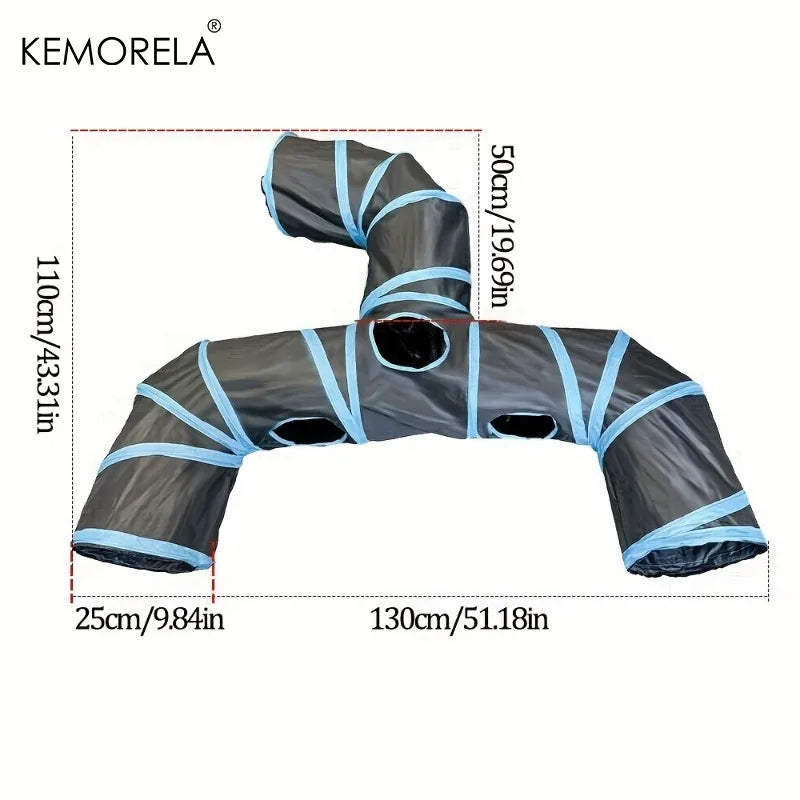 Cat Tunnel Foldable Kitty Tunnel Pet Supplies T Cross Pass Play Tunnel Cat Toy Breathable Drill Barrel for Indoor Loud Paper