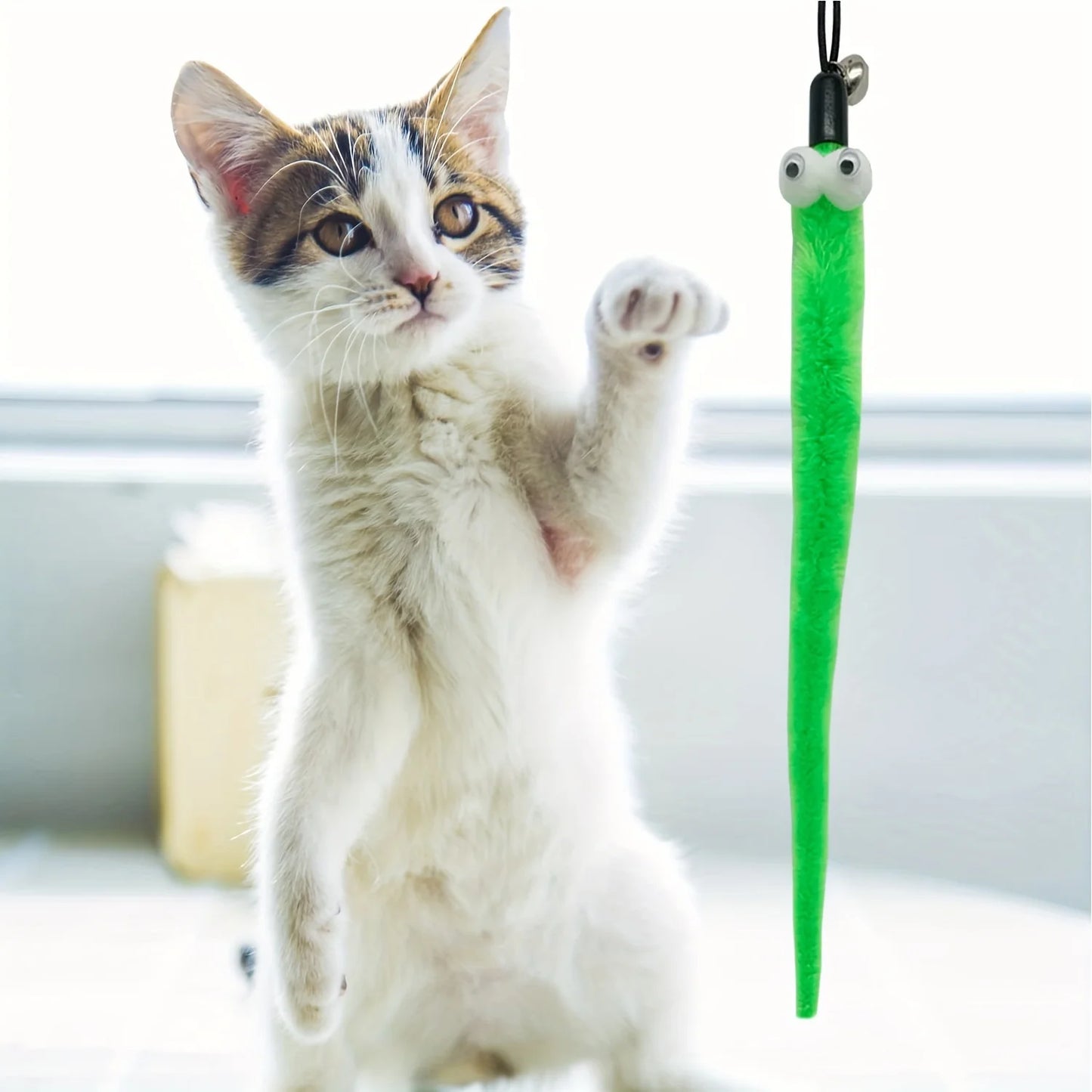 9 PCS Cat Wand Toy Cat Feather Toys Interactive Cat Toys Worm for Indoor Cats
