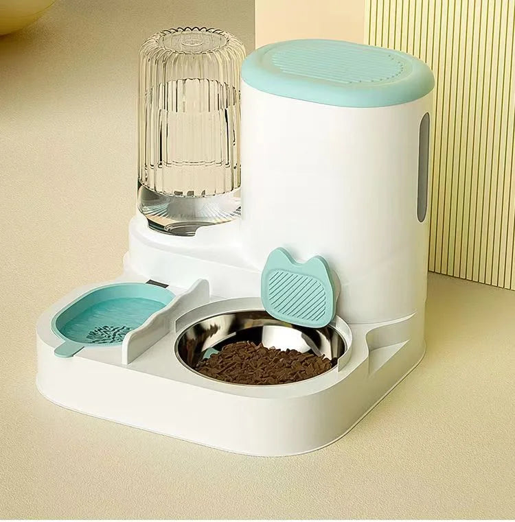 Bol distributeur automatique intégré nourriture et eau pour chats et chiens