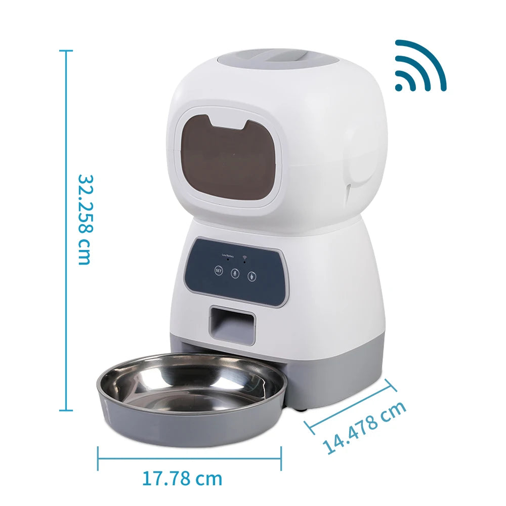 Distributeur automatique de nourriture 3,5L WiFi avec enregistreur vocal pour chats et chiens