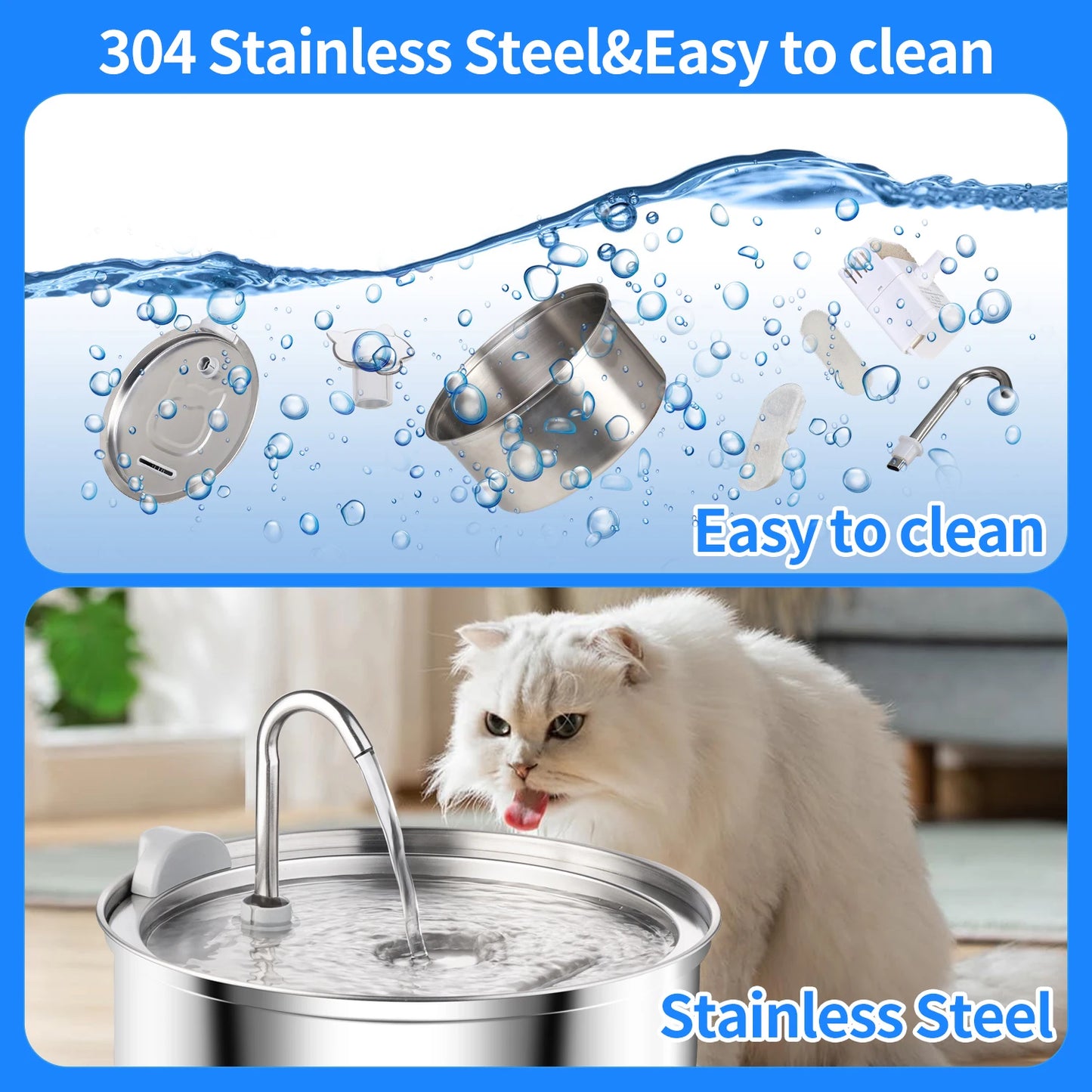 Fontaine à eau automatique en acier inoxydable pour chat et chien – Distributeur intelligent