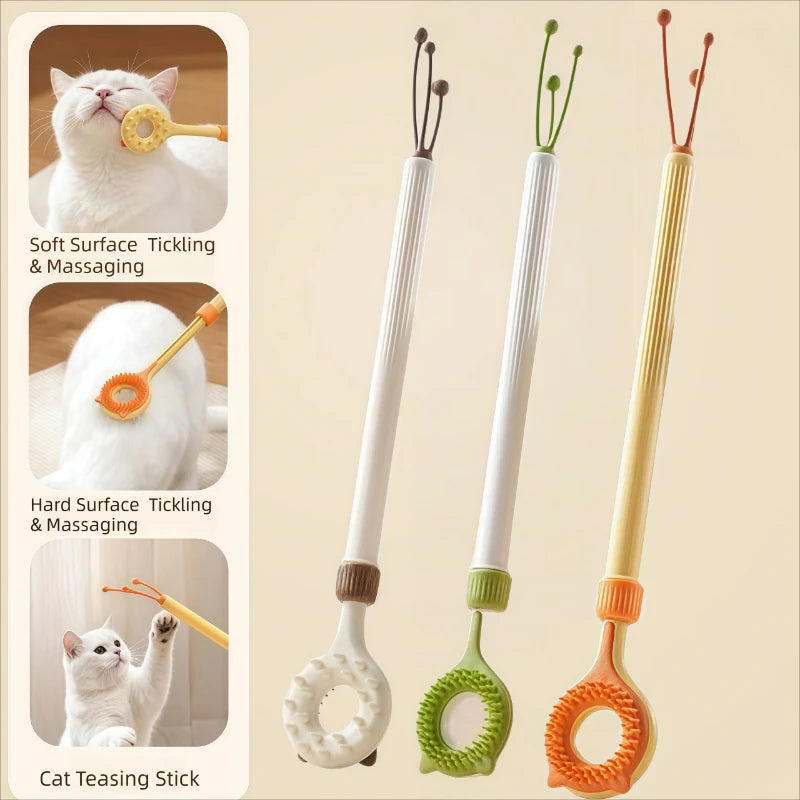 Interactive Cat Toy 2-in-1 Retractable Cat Teaser, Tickling & Massaging Toy for Kittens, Relieve Boredom, Pet Products
