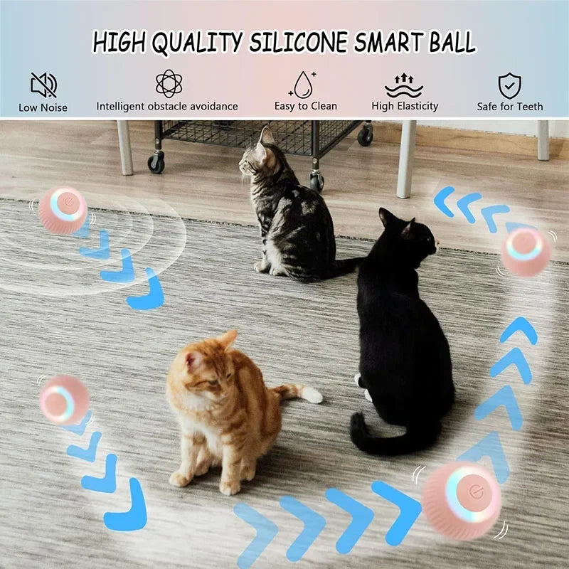 Smart Cat Toy Automatic Rolling Ball Electric Cats Toys Interactive for Pet Training Self-moving Kitten Toys for Indoor Playing