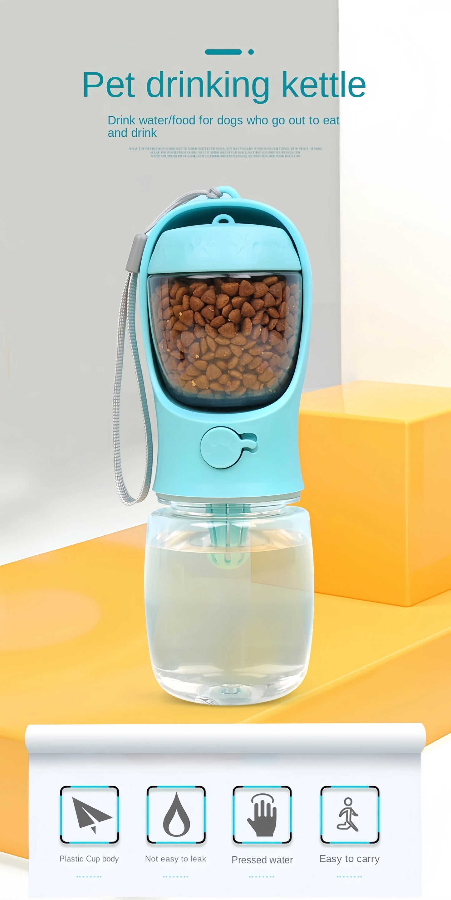 Portable Dog Cat Water Bottle with Storage Food and Water Container for Puppy Pets Dogs Feeder Bowl Outdoor Travel Pet Supplies