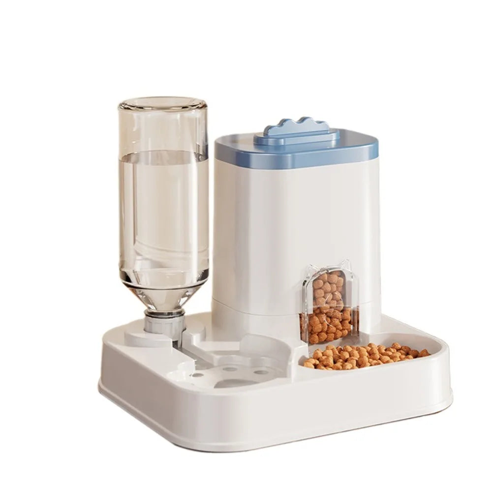 Distributeur d'eau automatique avec bassin nourriture intégré sans pile — design une pièce pour chats et chiens