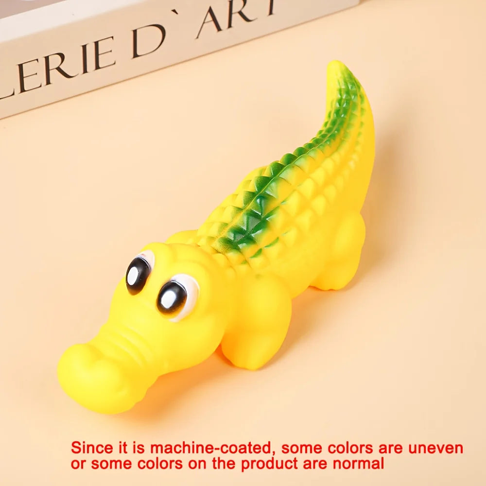 Jouet crocodile en caoutchouc couinant pour chien – Durable, à mâcher, design animal amusant, couleurs assorties