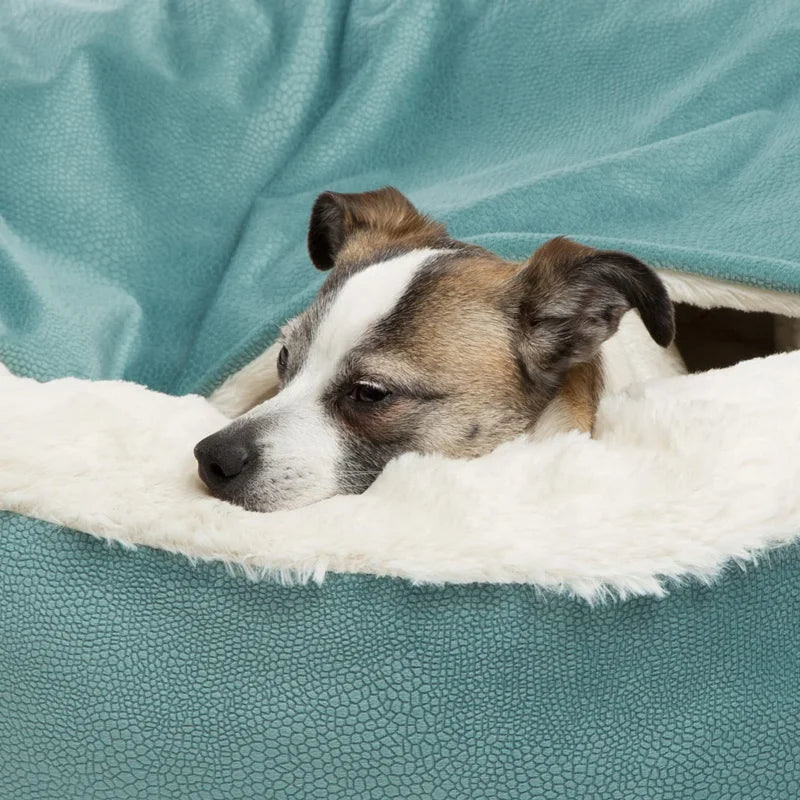Lit orthopédique Benepaw avec couverture à capuche pour chien et chat — chaud, imperméable et lavable