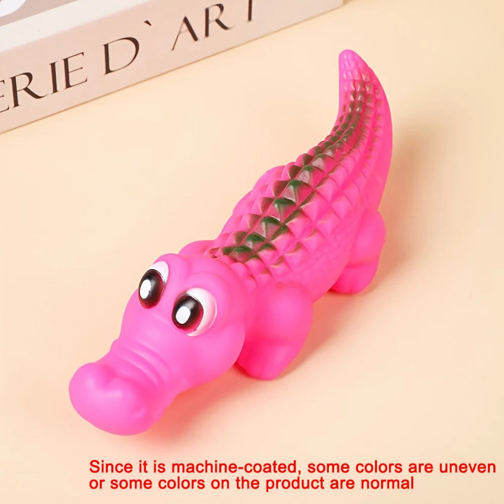 Jouet crocodile en caoutchouc couinant pour chien – Durable, à mâcher, design animal amusant, couleurs assorties