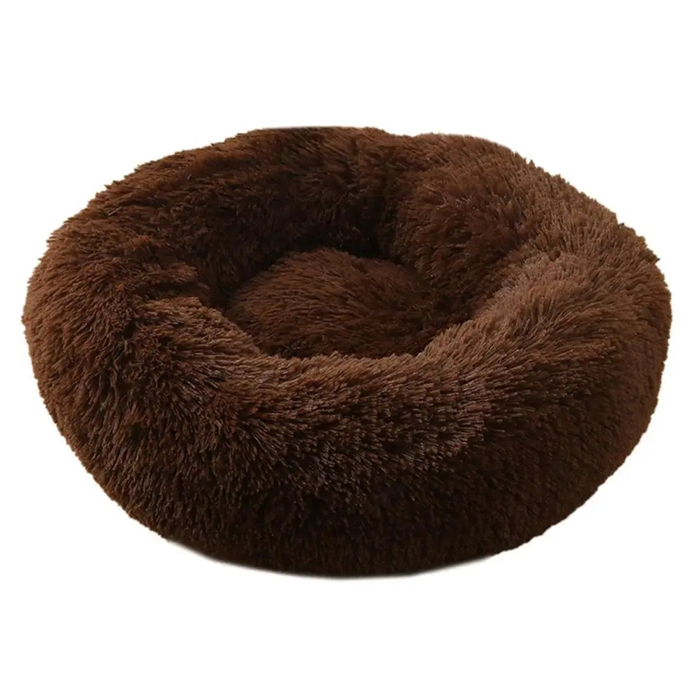 Lit donut rond en peluche chaude pour petits et moyens chiens et chats — lavable