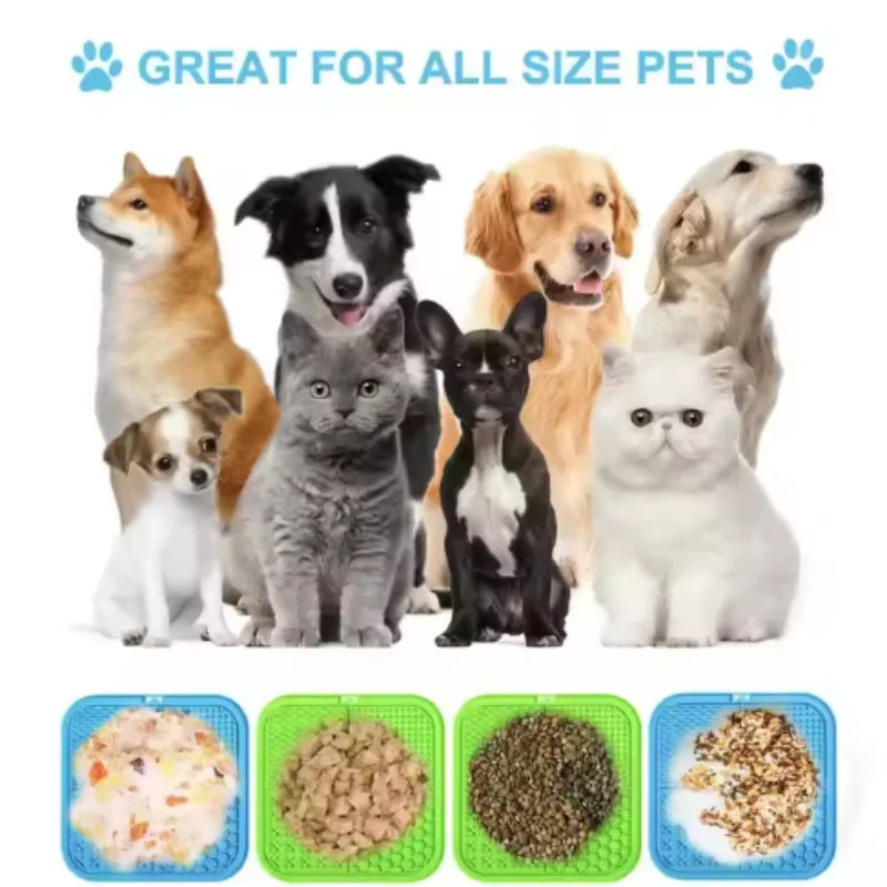 Tapis à lécher en silicone pour chien – Alimentation lente, distraction bain, ventouse
