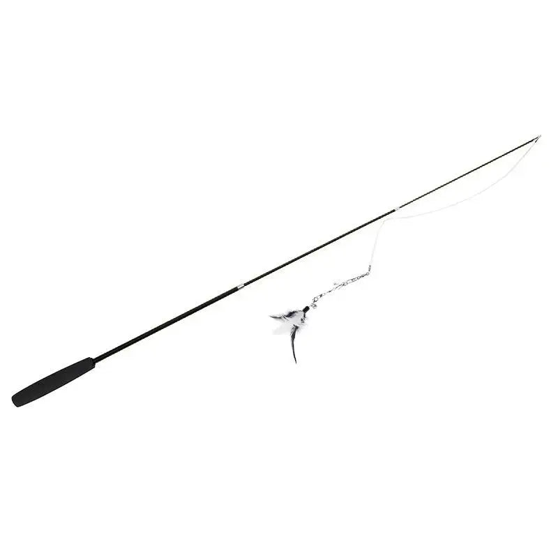 Interactive Cat Feather Toy Feather Teaser Stick Wand Pet Retractable Feather Bell Refill Replacement Catcher Product for Kitten