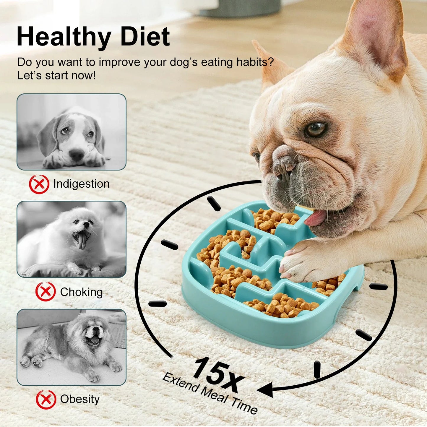 Slow feeder bowl macaron for dogs and cats – Styles A and B