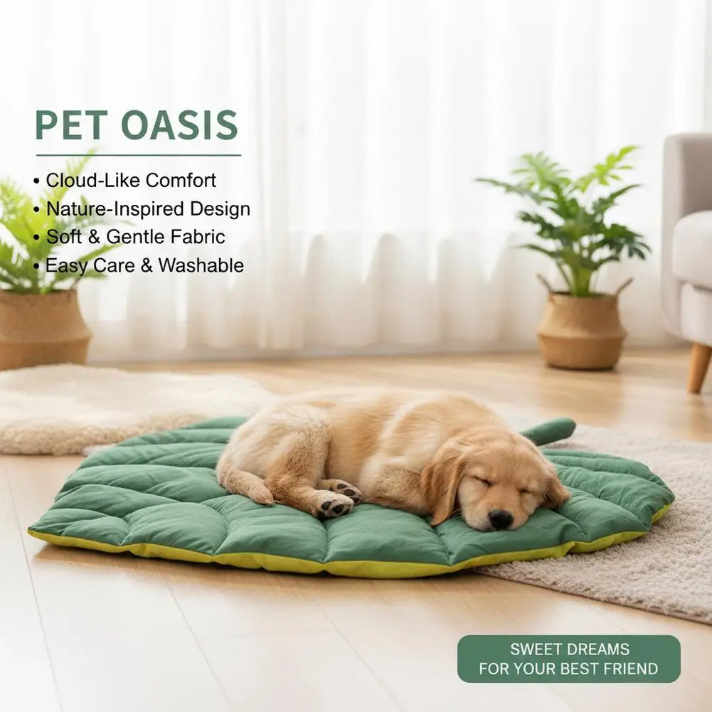 Leaf‑Shaped Pet Sleeping Mat 4‑Season Soft Quilted Cat Dog Bed Pad Room Decor Floor Rug Washable Puppy Kitten Floor Cushion