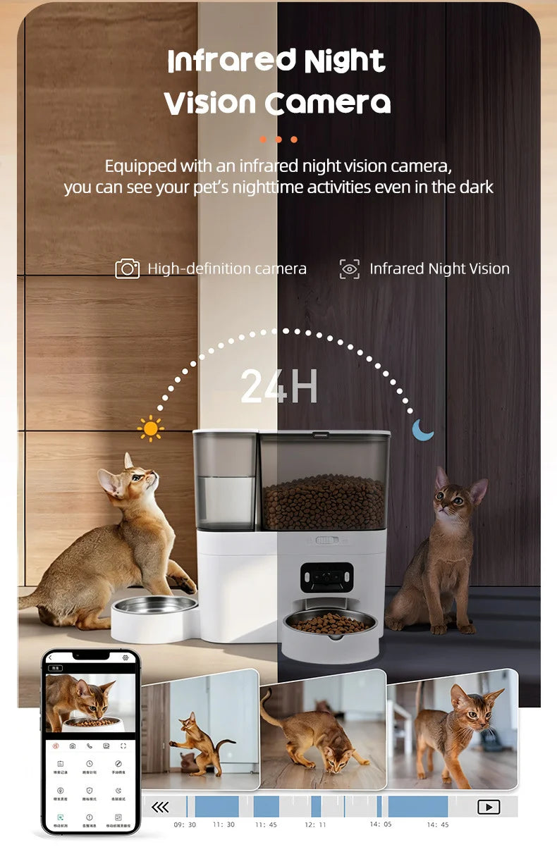 Automatic Camera Automatic Pet Feeder Water Fountain WIFI APP Video Smart Dog 5L Food Dispenser 3L Gravity Water Drinker Bowl