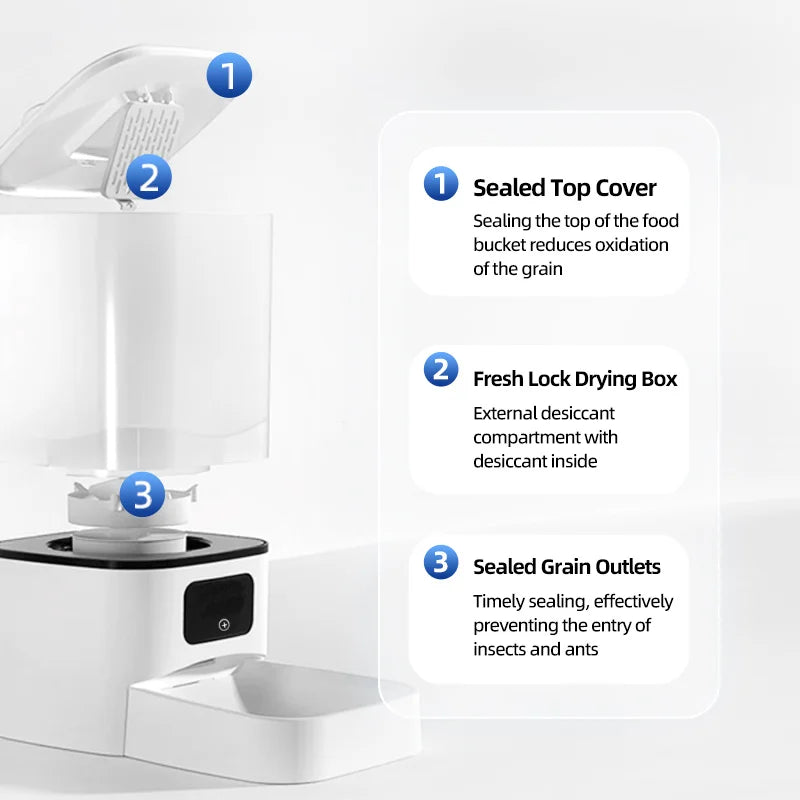 Distributeur automatique de nourriture 6L avec minuterie intelligente et contrôle Tuya pour chiens et chats