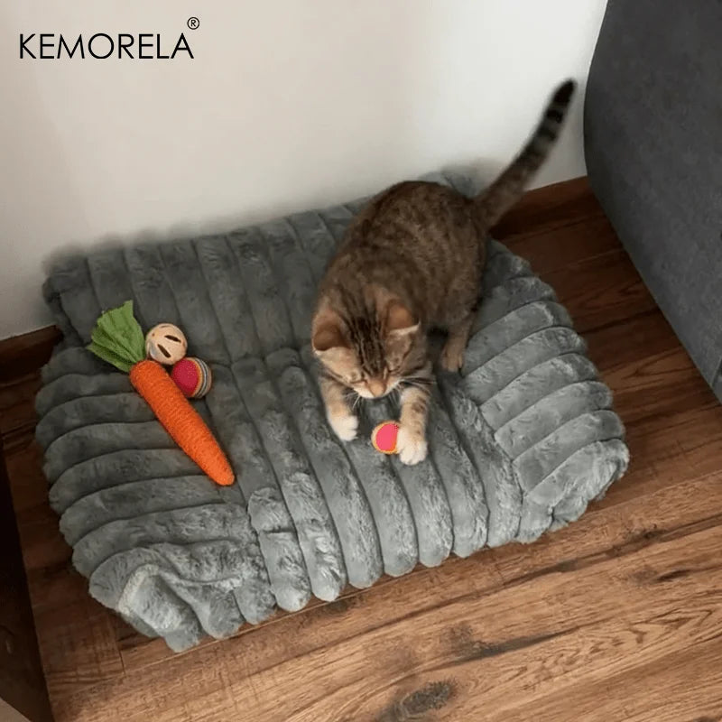 1PC Cat Sofa Bed - Soft Polyester Pet Bed with Striped Design, Breathable for All Seasons, Suitable for Small to Medium Cats