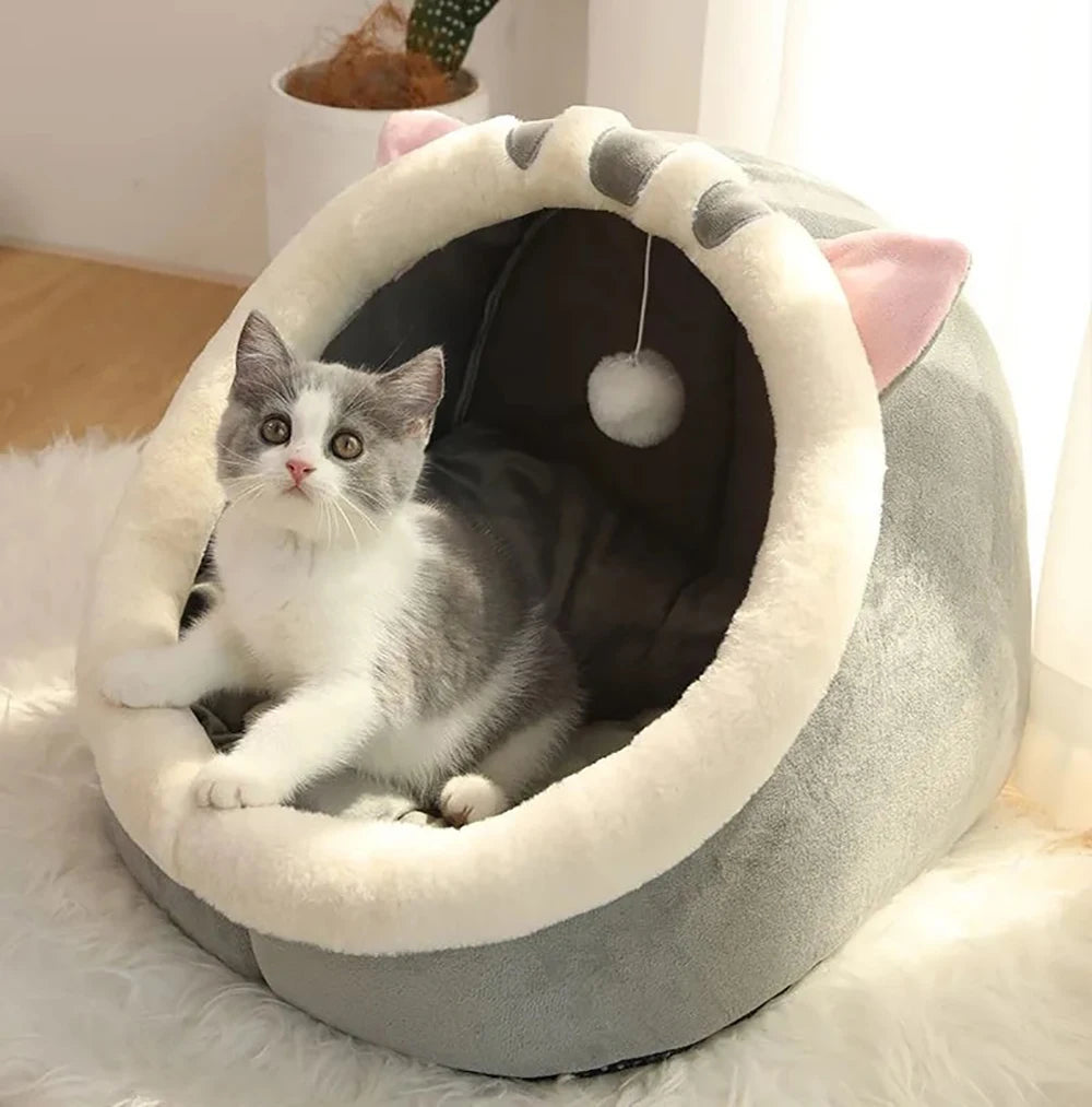 Lit grotte pliable et lavable pour chat et petit chien — sac de couchage cave
