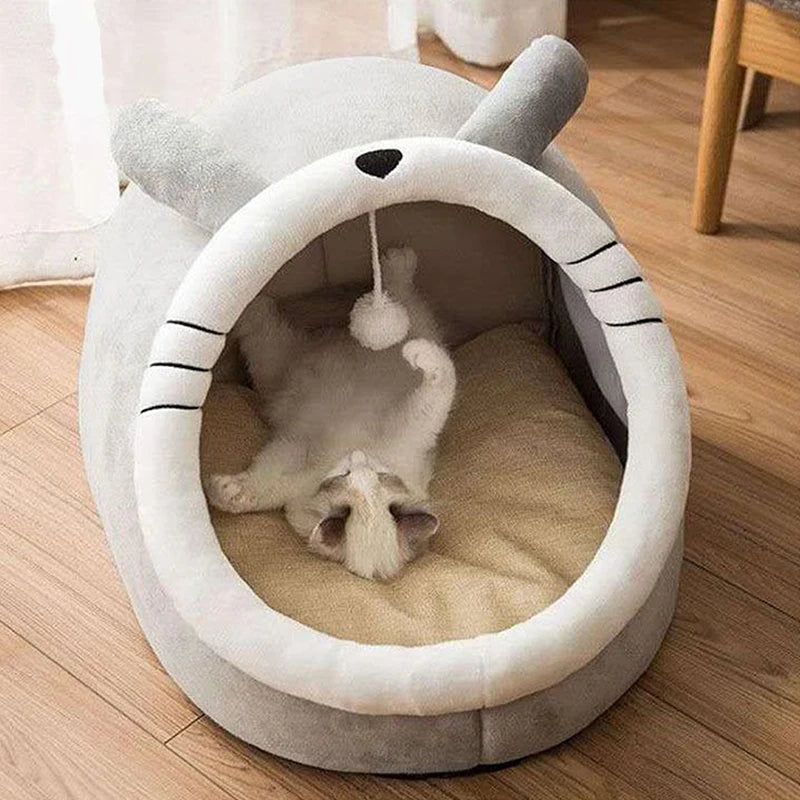 Lit grotte pliable et lavable pour chat et petit chien — sac de couchage cave