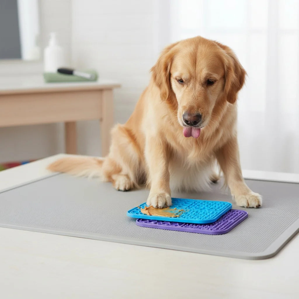 Detachable silicone licking mat for dogs and cats – Anti-anxiety, washable