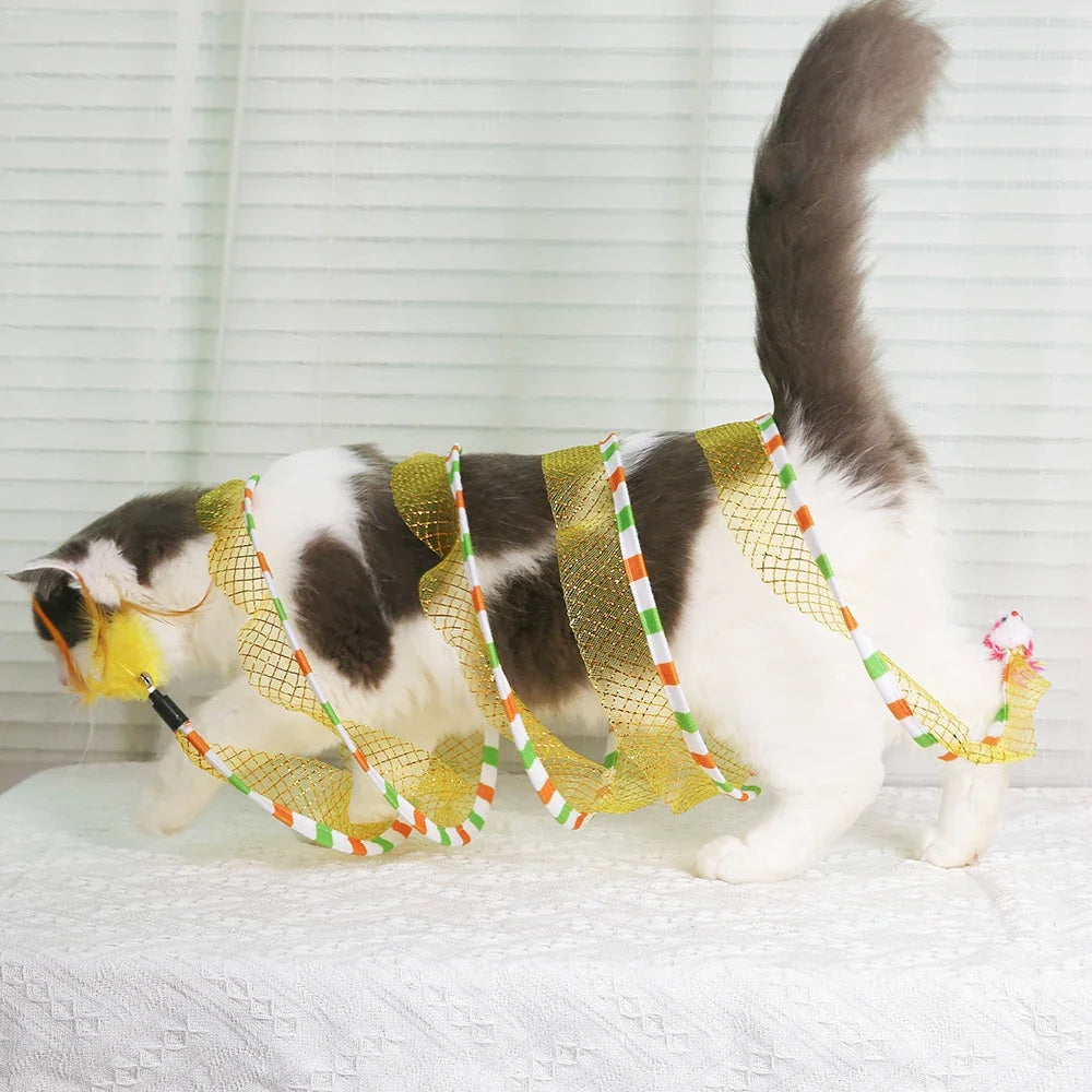 Cat Tunnel Cat Teaser Cat S Tunnel Foldable Cat Tunnel Self Hi Cat Toy with Fake Mouse for Indoor Pet Supplies