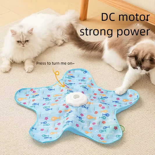 Tapis de chasse interactif pour chat – Canne taquine, étoile, roue rotative automatique et capuche cachette