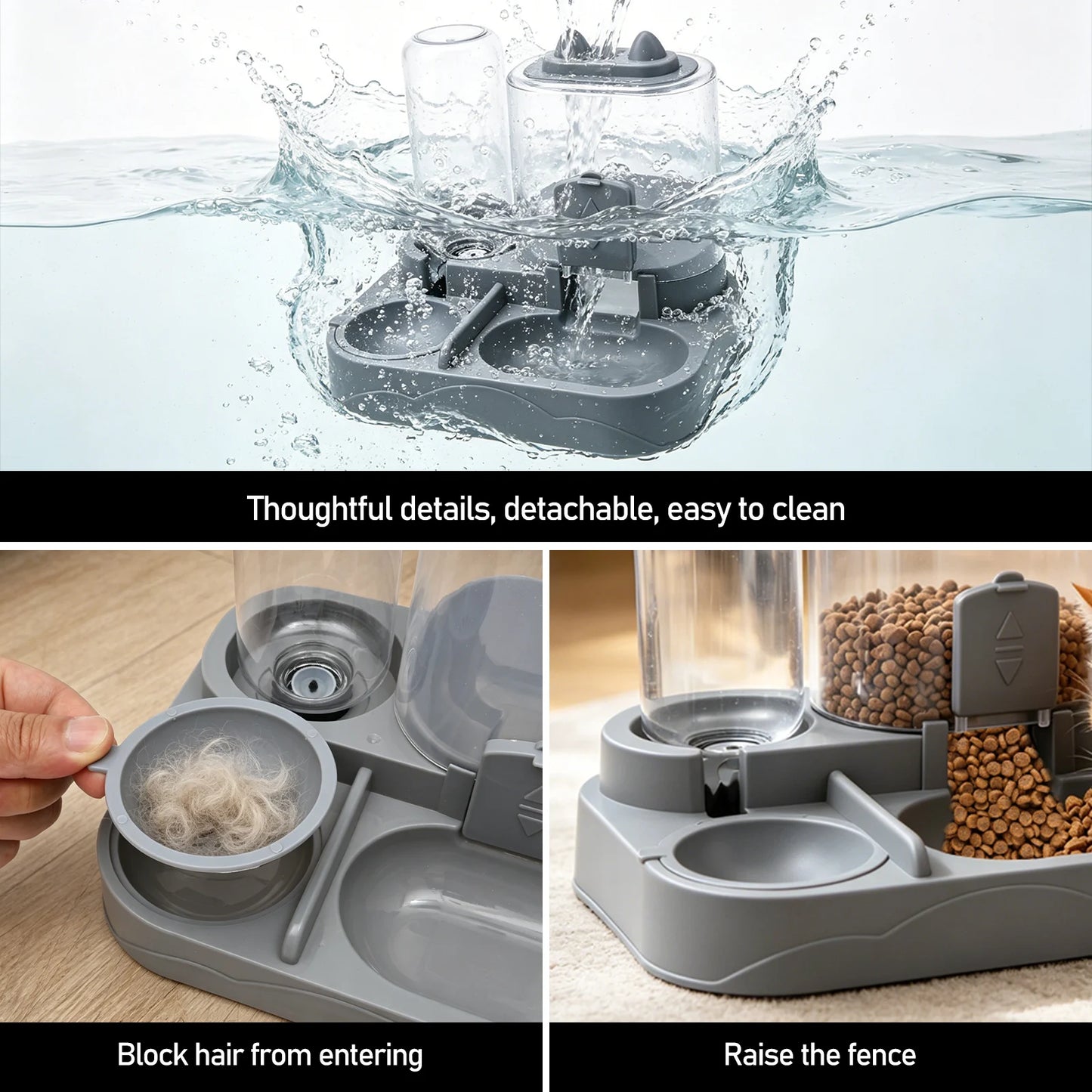 Automatic Pet Food and Water Feeder Large Capacity 2-in-1 Automatic Feeder Dog Cat Food Bowl with Water Fountain Pet Supplies