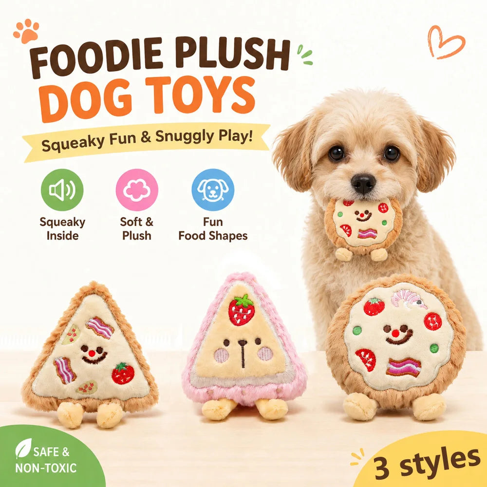 Squeaky Plush Dog Toys Cute Food Shape Soft Chew Toys for Small Dogs Puppies Non-Toxic Interactive Pet Toy for Daily Play