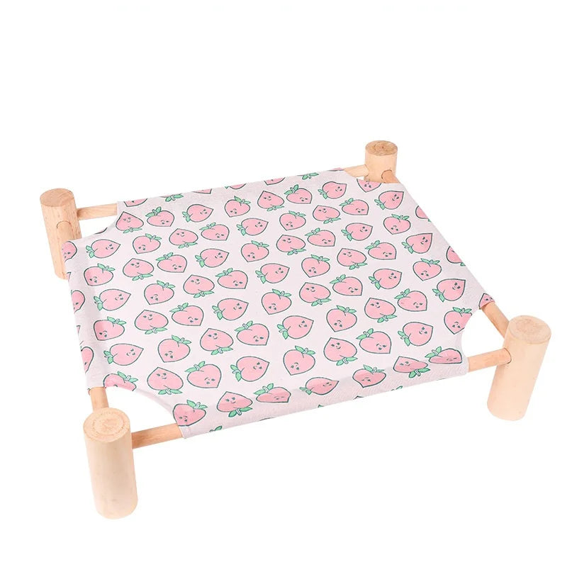 Hamac en bois pour chat et chien — lit surelevé rafraîchissant portable intérieur et extérieur