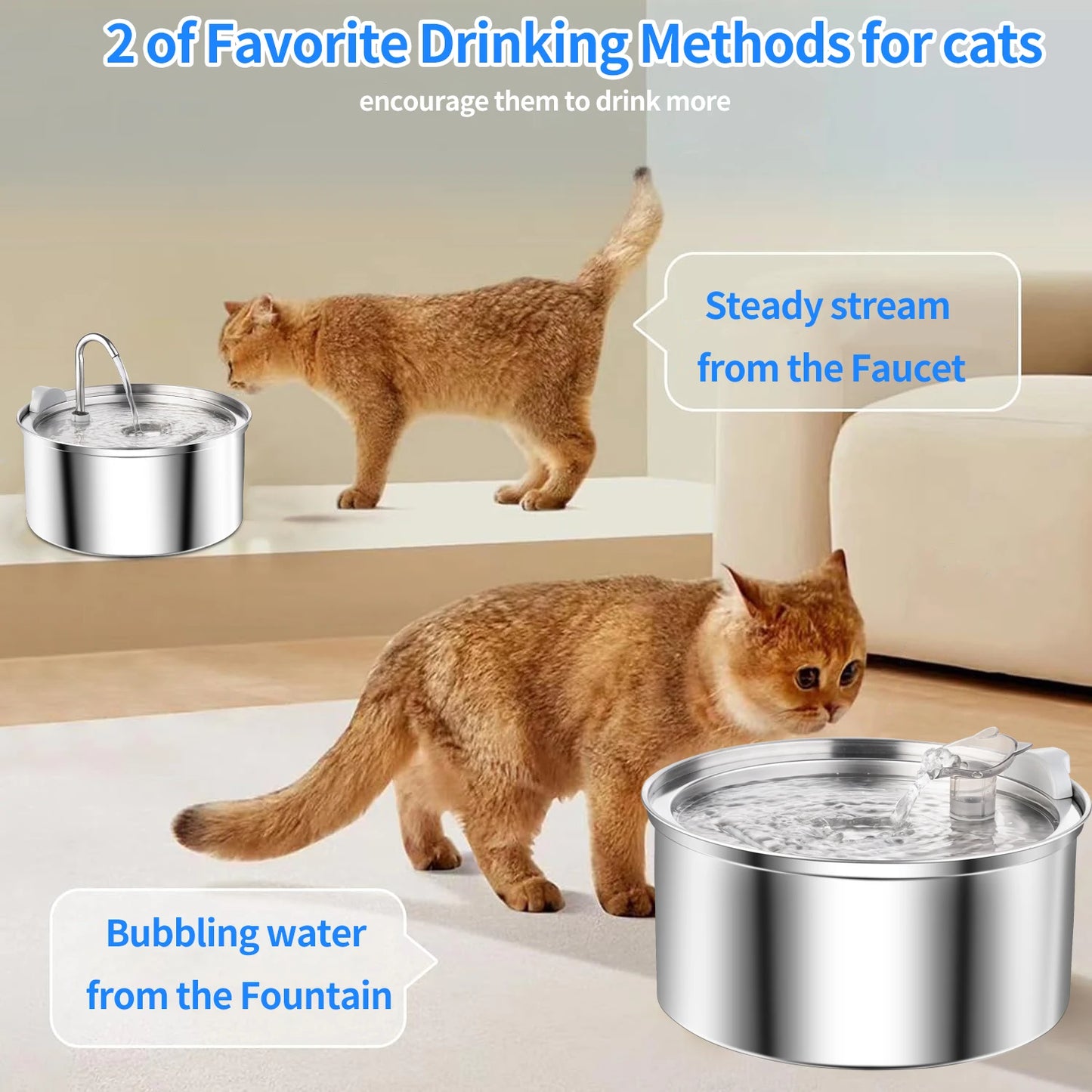 Fontaine à eau automatique en acier inoxydable pour chat et chien – Distributeur intelligent