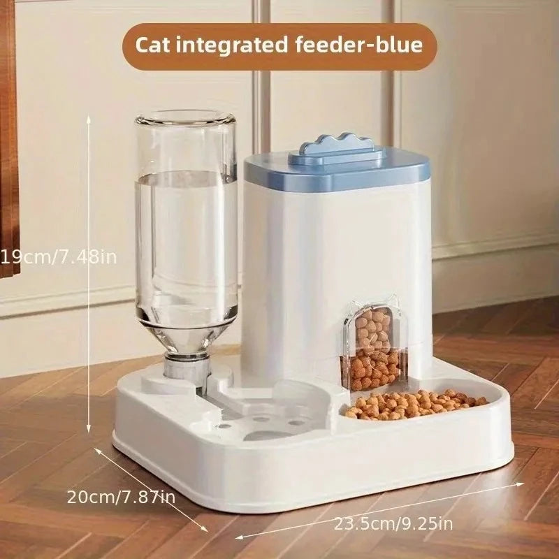 Distributeur d'eau automatique avec bassin nourriture intégré sans pile — design une pièce pour chats et chiens